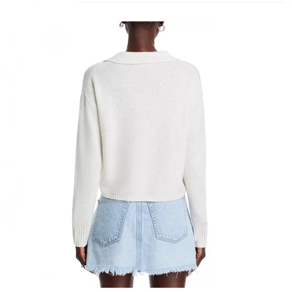 Luxurious 100% Cashmere Long Sleeve Polo Sweater By Aqua in Ash - Picture 3 of 7